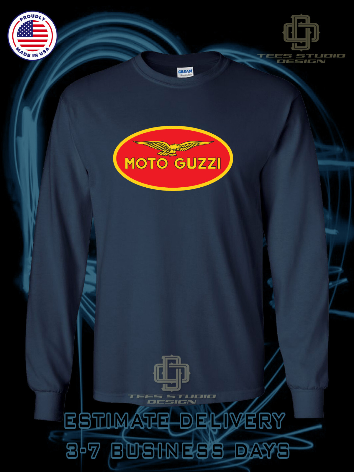 New Moto Guzzi Logo Men’s T-Shirt American Long Sleeve T-Shirt