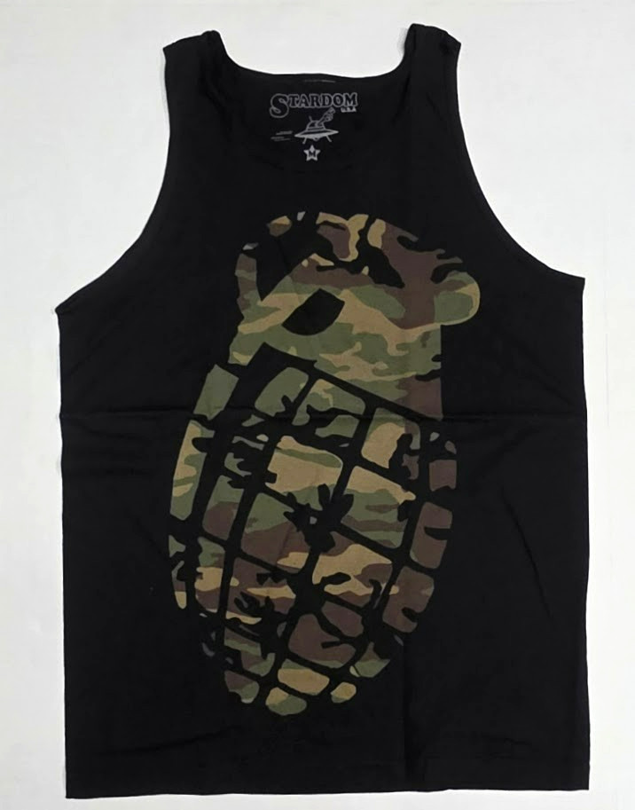 Camo Grenade Tank Top T-shirt Urban Streetwear Men’s Vest MEDIUM Black New