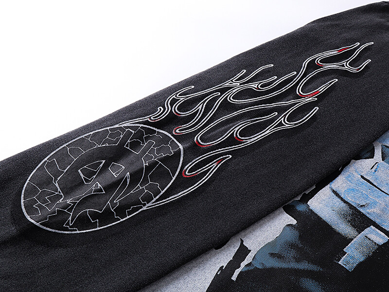 Mens NEW Godspeed Street retro Trendy print Tee Washed Long sleeved T-shirt