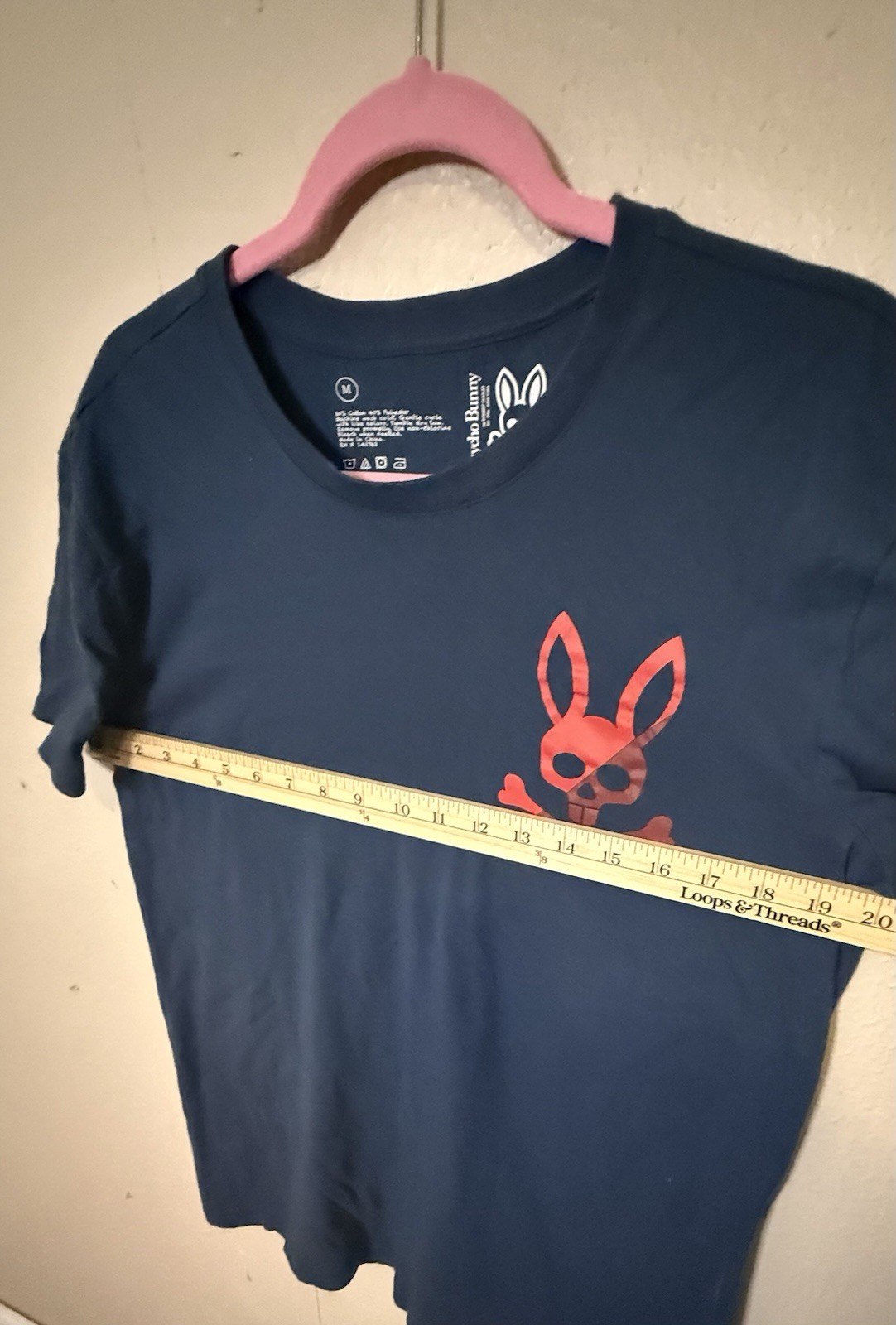 Psycho Bunny Psychobunny Logo Shirt Size M Navy Blue Red Logo Chest