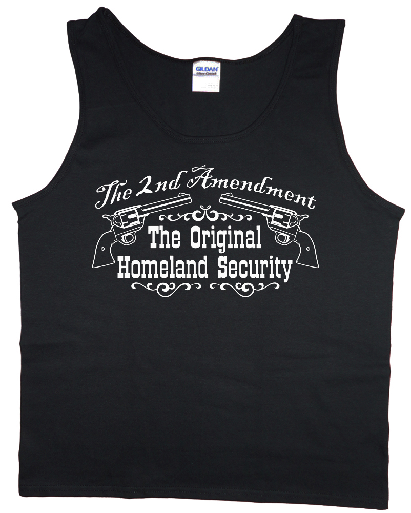 Men’s tank top 2nd amendment gun rights decal design sleeveless tee muscle shirt