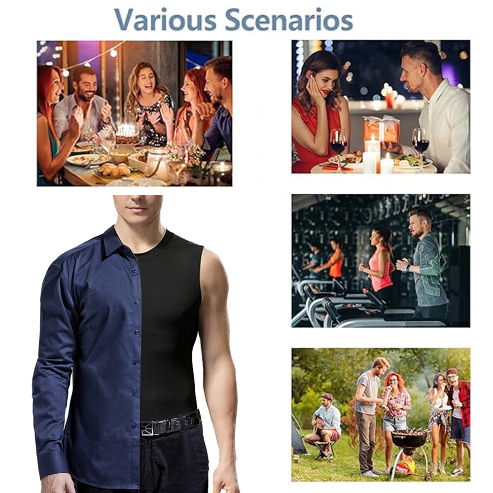 Mens Slimming Activewear Compression Vest T-Shirt QUICK DRY Tank Tops 2 Pack Top
