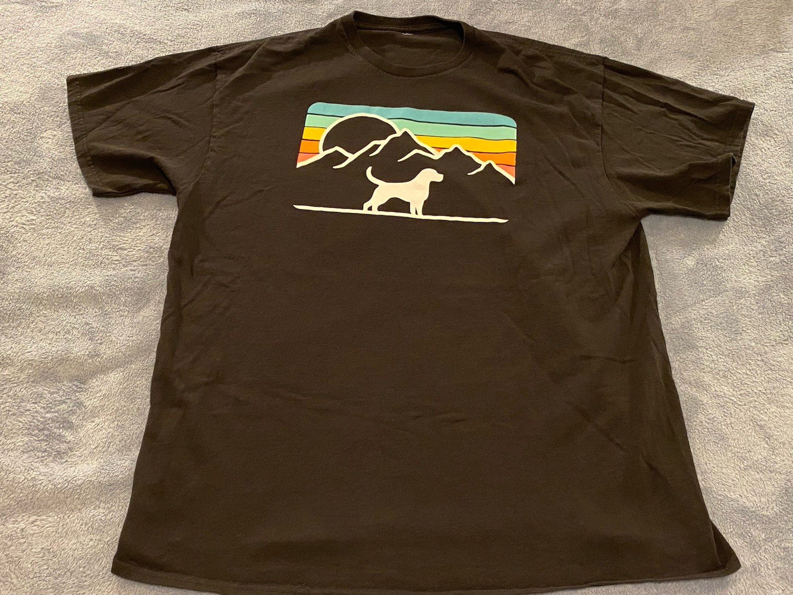 Dog Skater Hiker Black T Shirt Men’s L, Life Is Good Dog, Patagonia Like Style