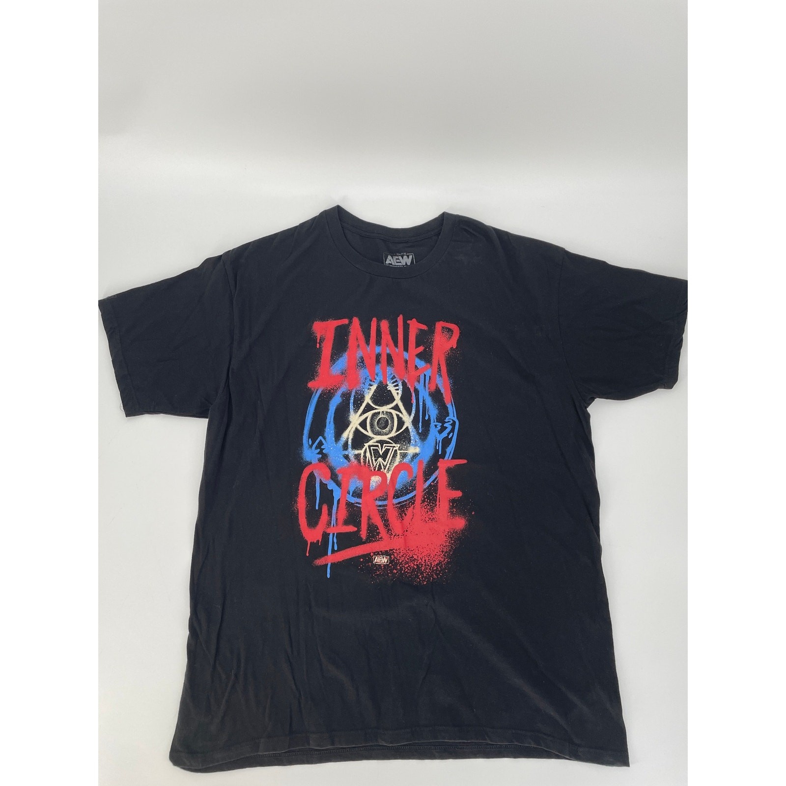 Inner Circle AEW Wrestling Chris Jericho Black Tshirt Spray Paint Graphic Sz XL
