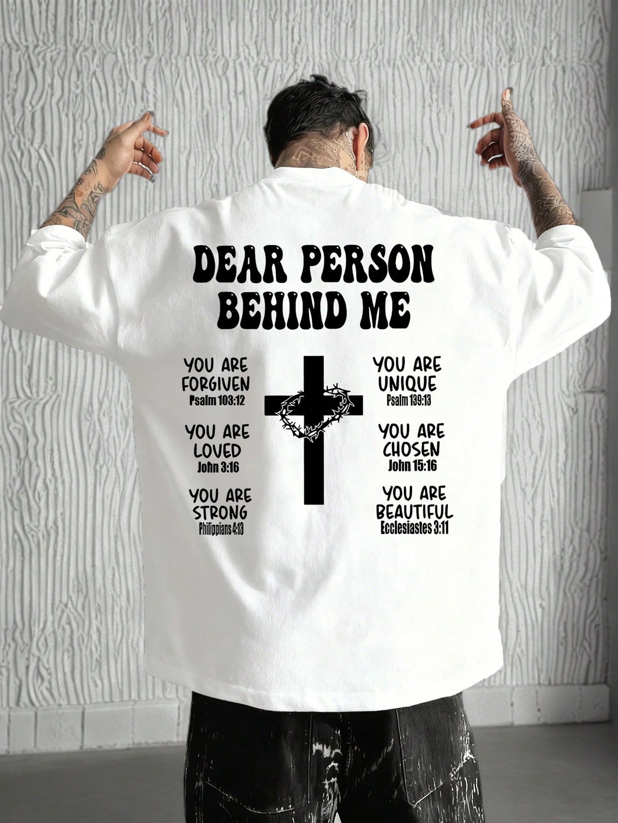 K-GLORY Men’s Casual Versatile English Slogan & Cross Print Short Sleeve T-Shirt