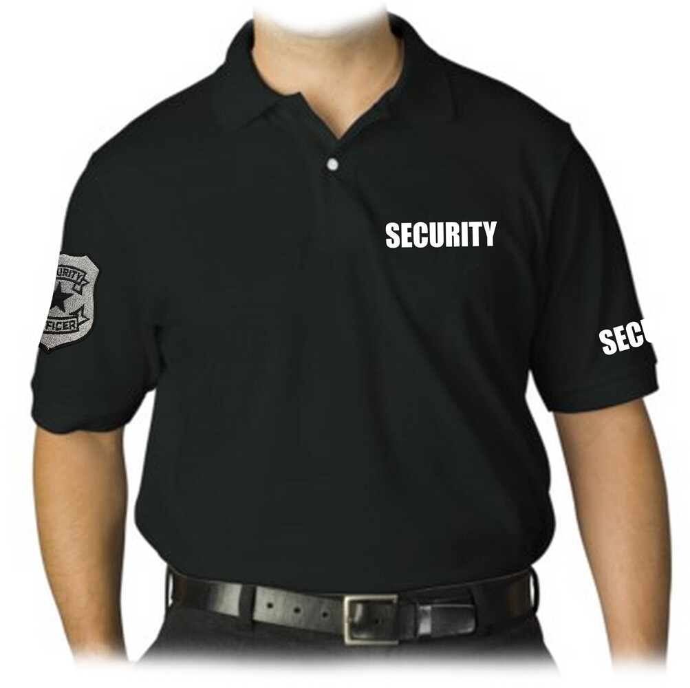 MEN’S PRINTED SECURITY EMBROIDERY BADGE POLICE STAFF UNIFORM COLLAR POLO T-SHIRT