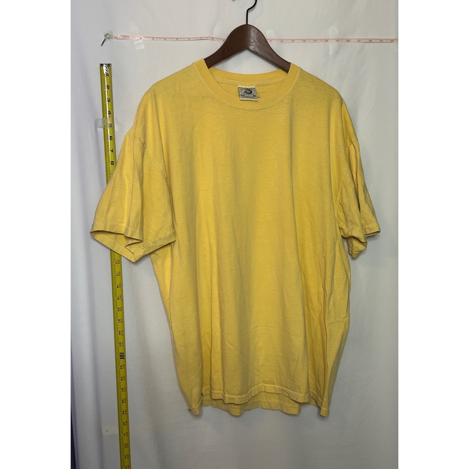 Anvil Authentic Element Garment Washed T Shirt Mens XL Yellow Cotton Pre Shrunk