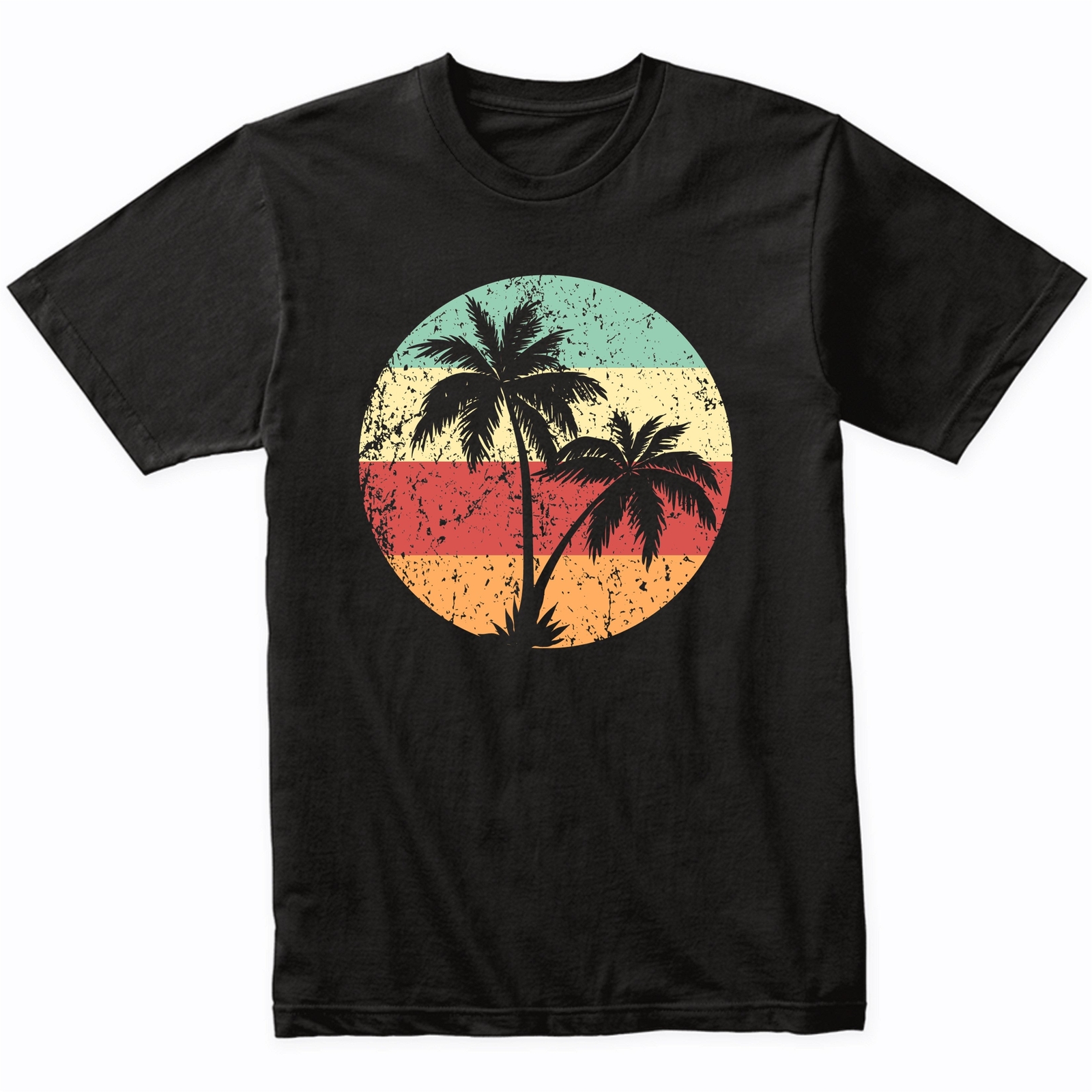 Tropical Beach Vacation Retro Palm Trees Icon T-Shirt – Retro Colors