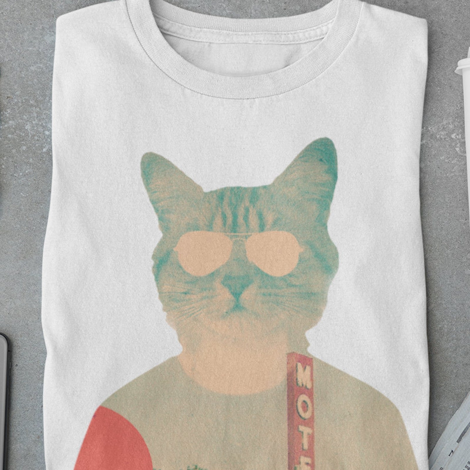 #26 Cool Cat Men’s T-shirt, Funny Animal Print Mens Tshirt, Cat Print Mens Tshir