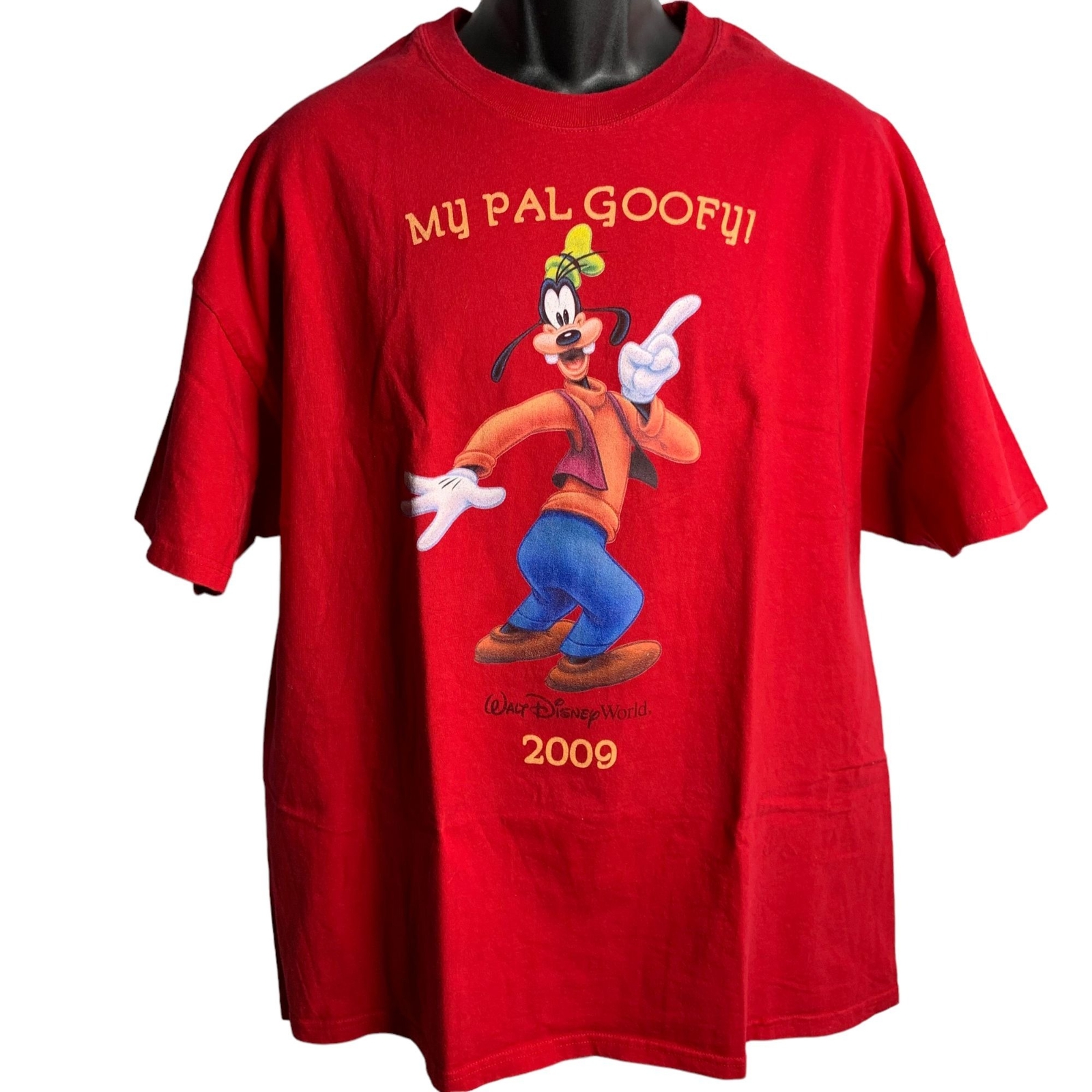 Goofy Crewneck Short Sleeves T Shirt 2XL Red Graphic Walt Disney World 2009