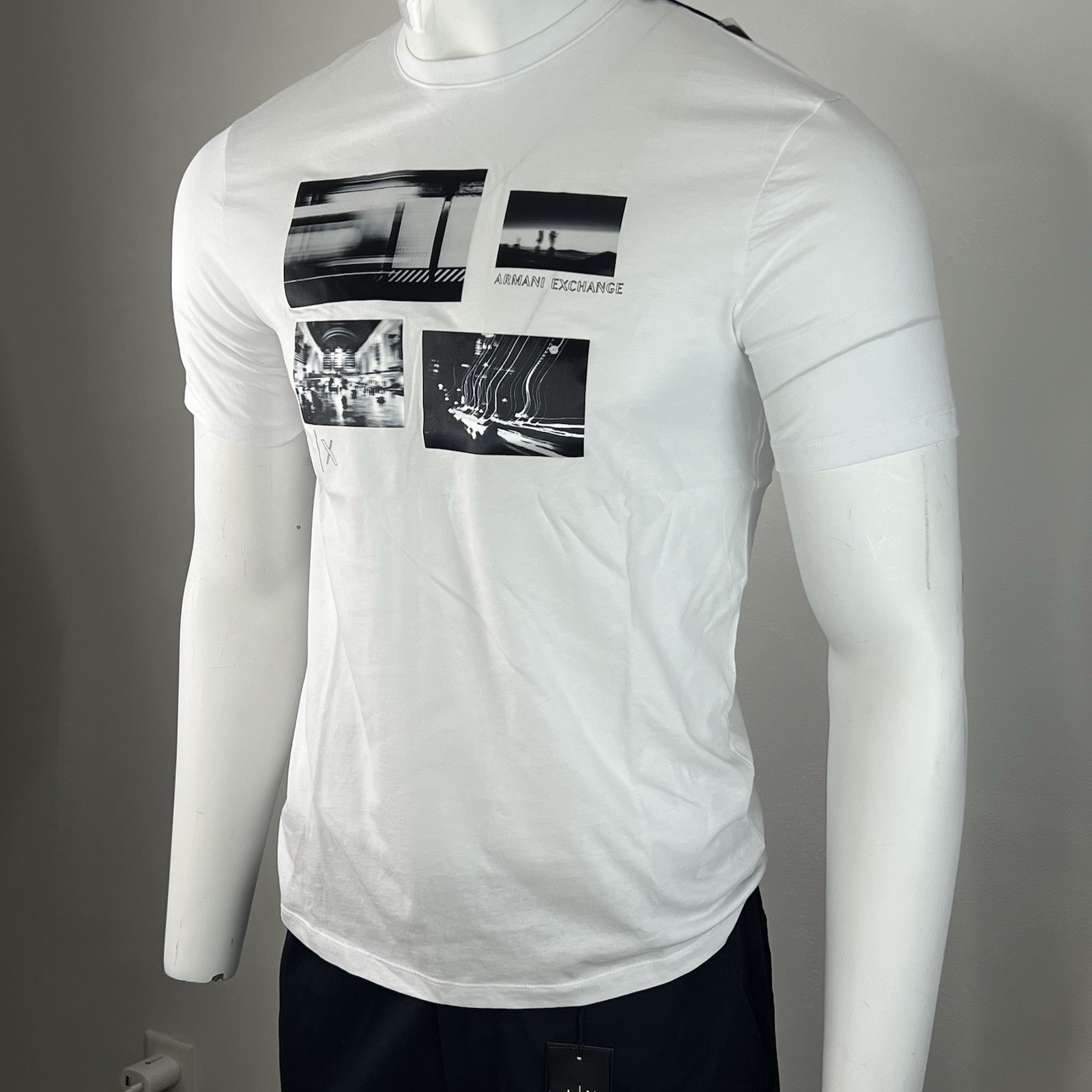 Armani Exchange Stretch Cotton City Scenes AX Logo Regular Fit T Shirt NWT