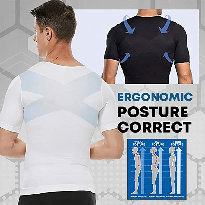 SecondSkin Men’s Abs Shaper Cooling T-Shirt Compression Shirt Slimming Shapewear