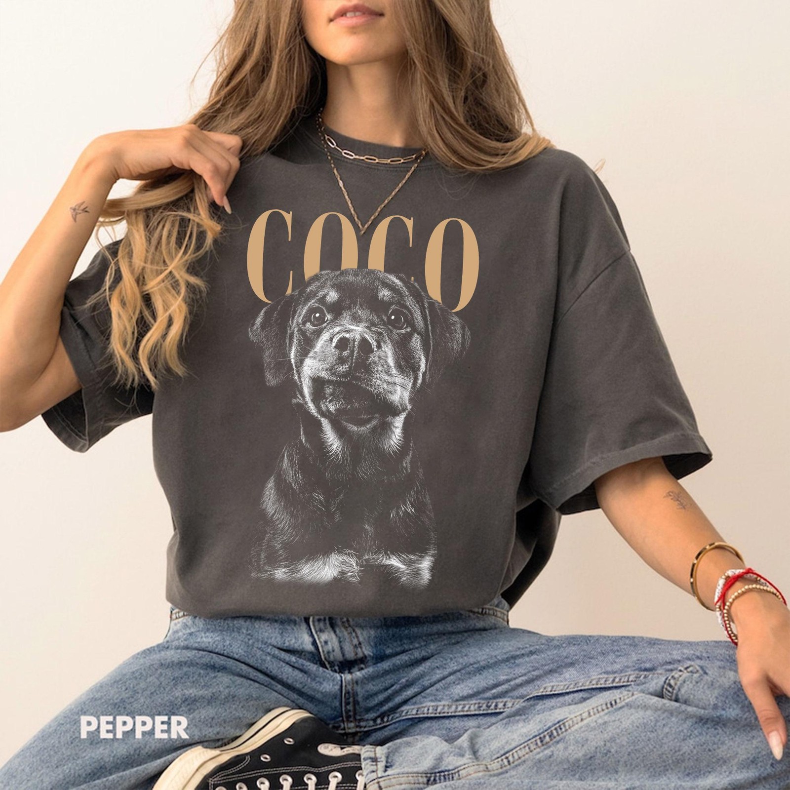 Personalized Dog Photo Shirt Custom Pet Face Vintage Style Dog Mom Gift