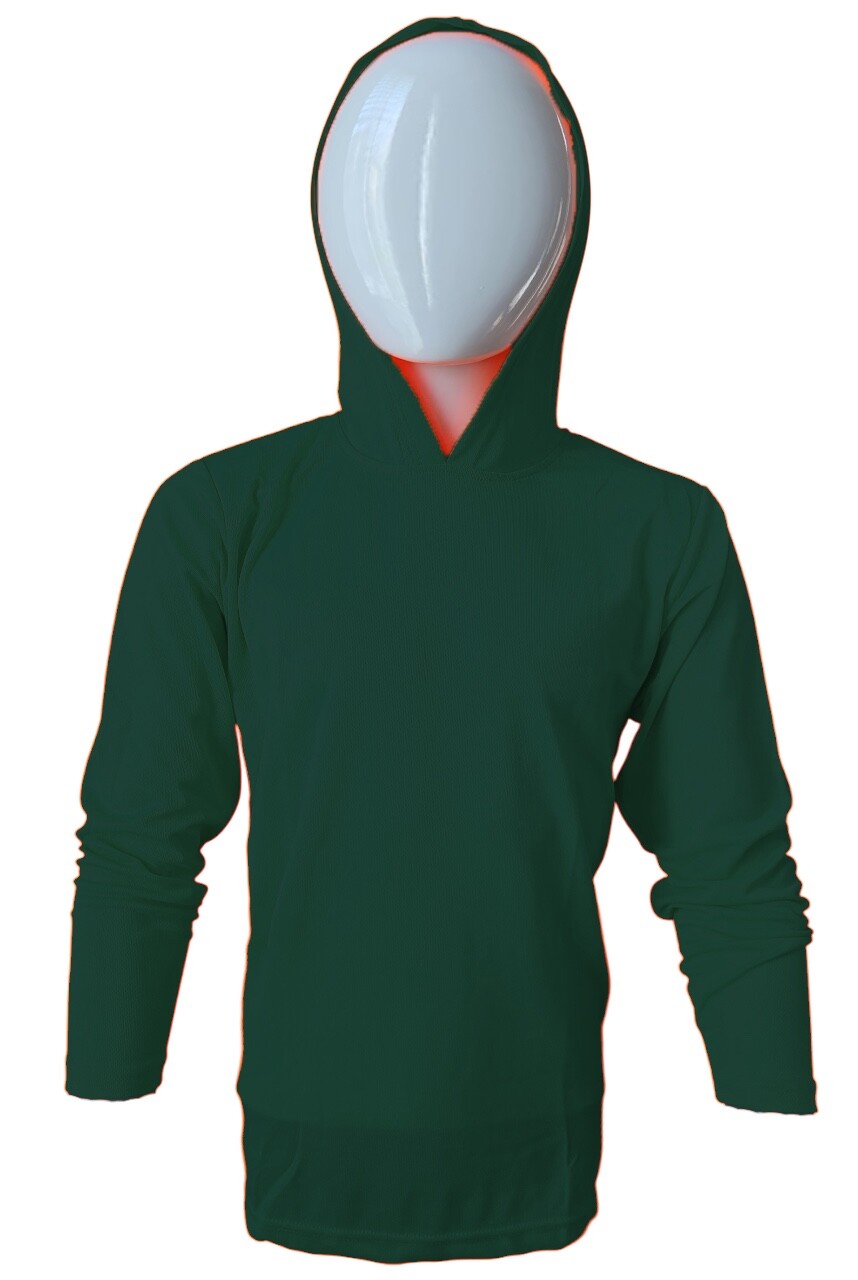 DRI-FIT Hoodie Long Sleeve T-Shirts, UPF 50+ Sun Protection Hooded FOREST GREEN