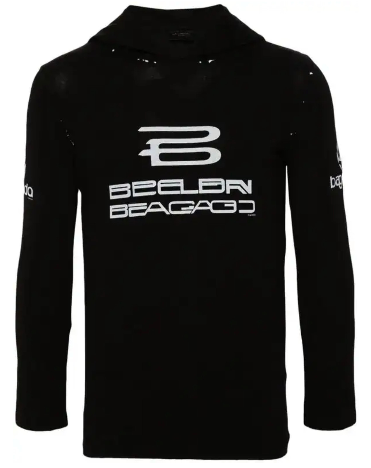 NWT Balenciaga AI Generated Logo Hooded Distress 3/4 Sleeve Tee Shirt Sz S $1250