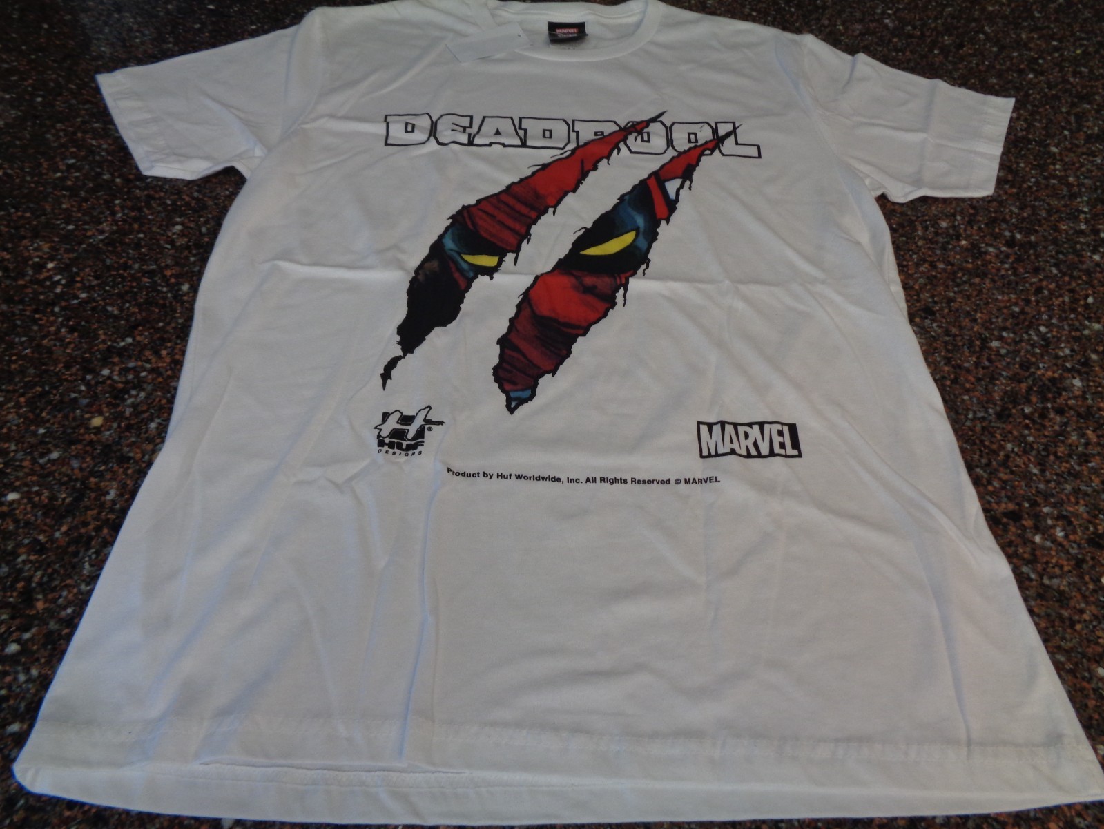 HUF x Marvel Deadpool Slasher T-Shirt Adult Large White SS Wolverine New