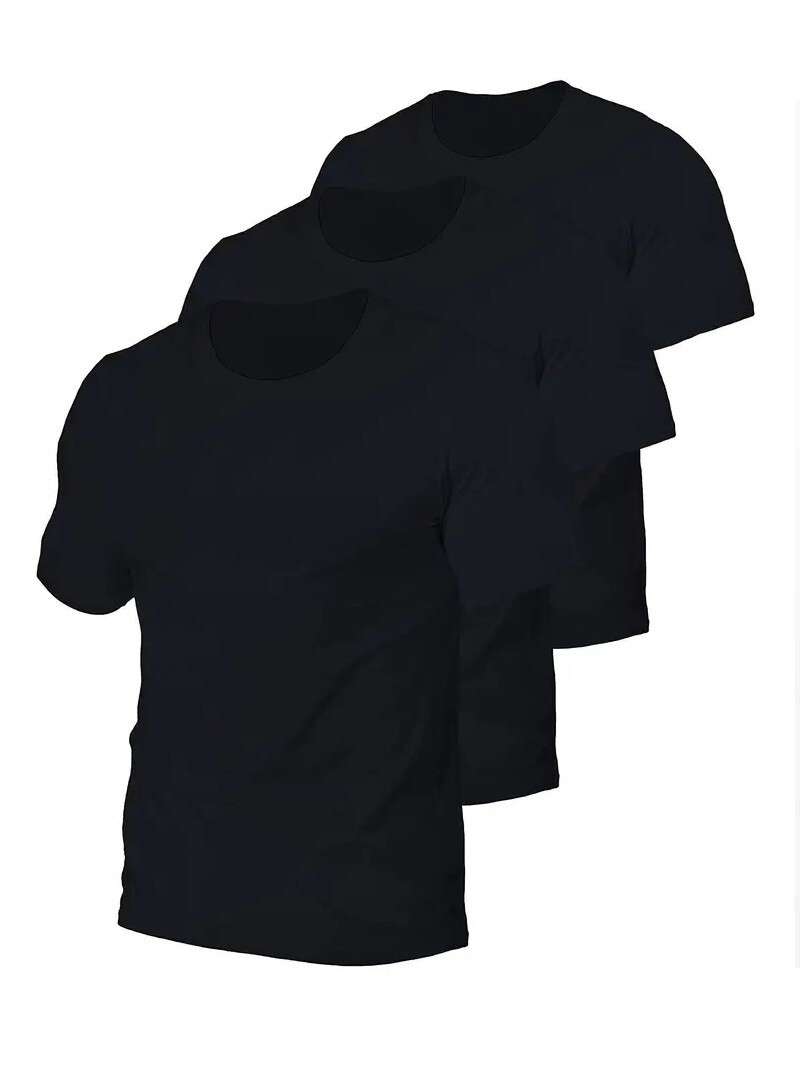 New 3-12 Pack Men’s 100% Cotton Tagless T-Shirt Undershirt Tee Plain Black S-XL