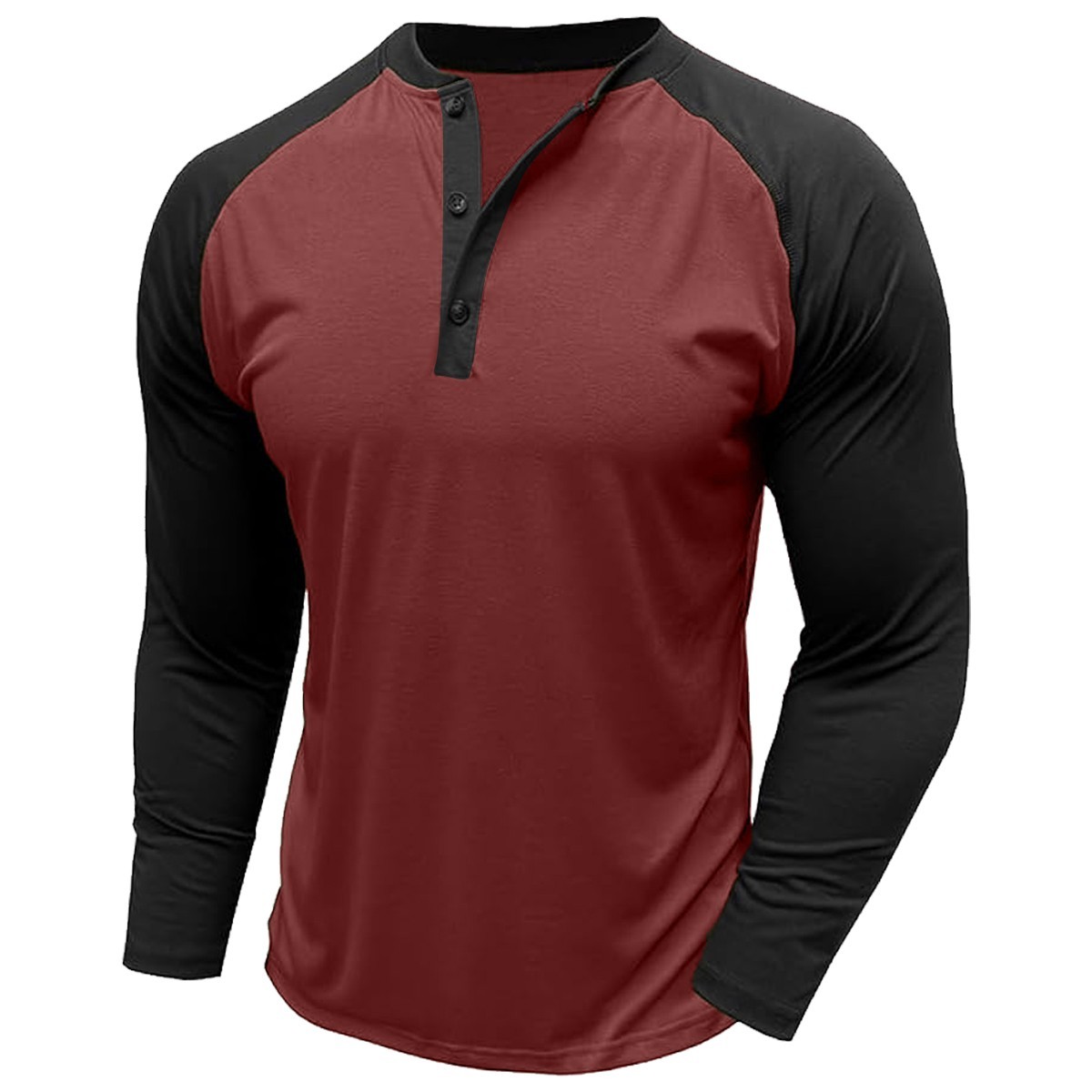 Mens Long Sleeve T-Shirt Plain Grandad Buttons Casual Hanley Regular M – 3XLTops