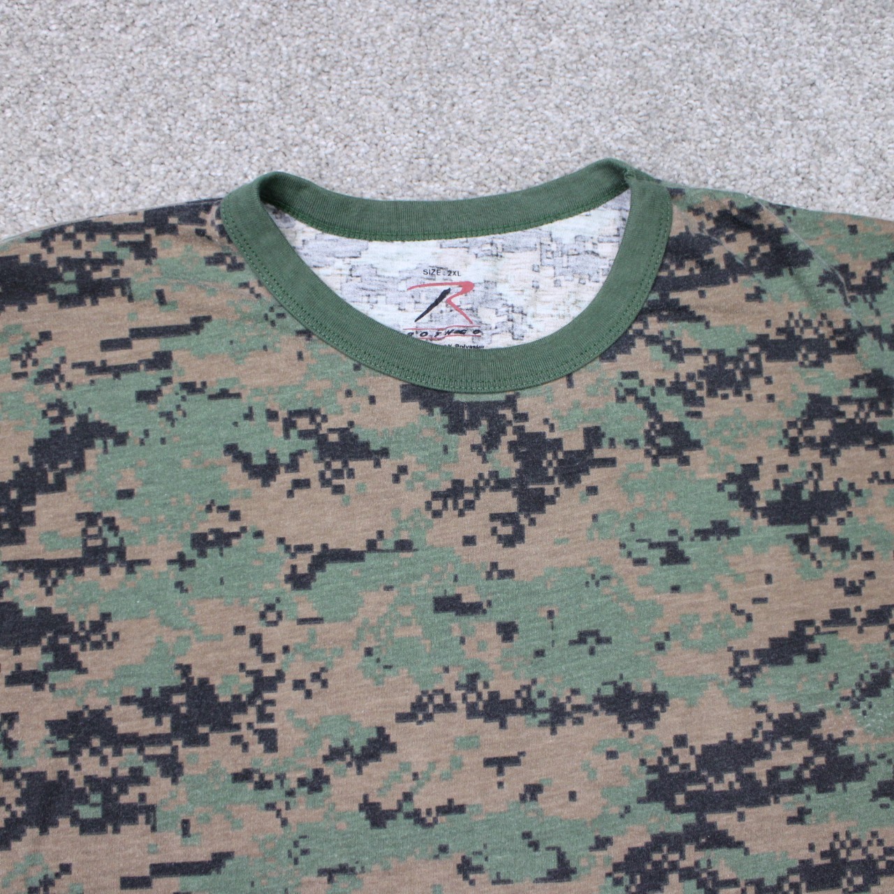 ROTHCO Shirt Men 2XL XXL Green Camo Camoflauge Cotton/Poly Short Sleeve Pullover