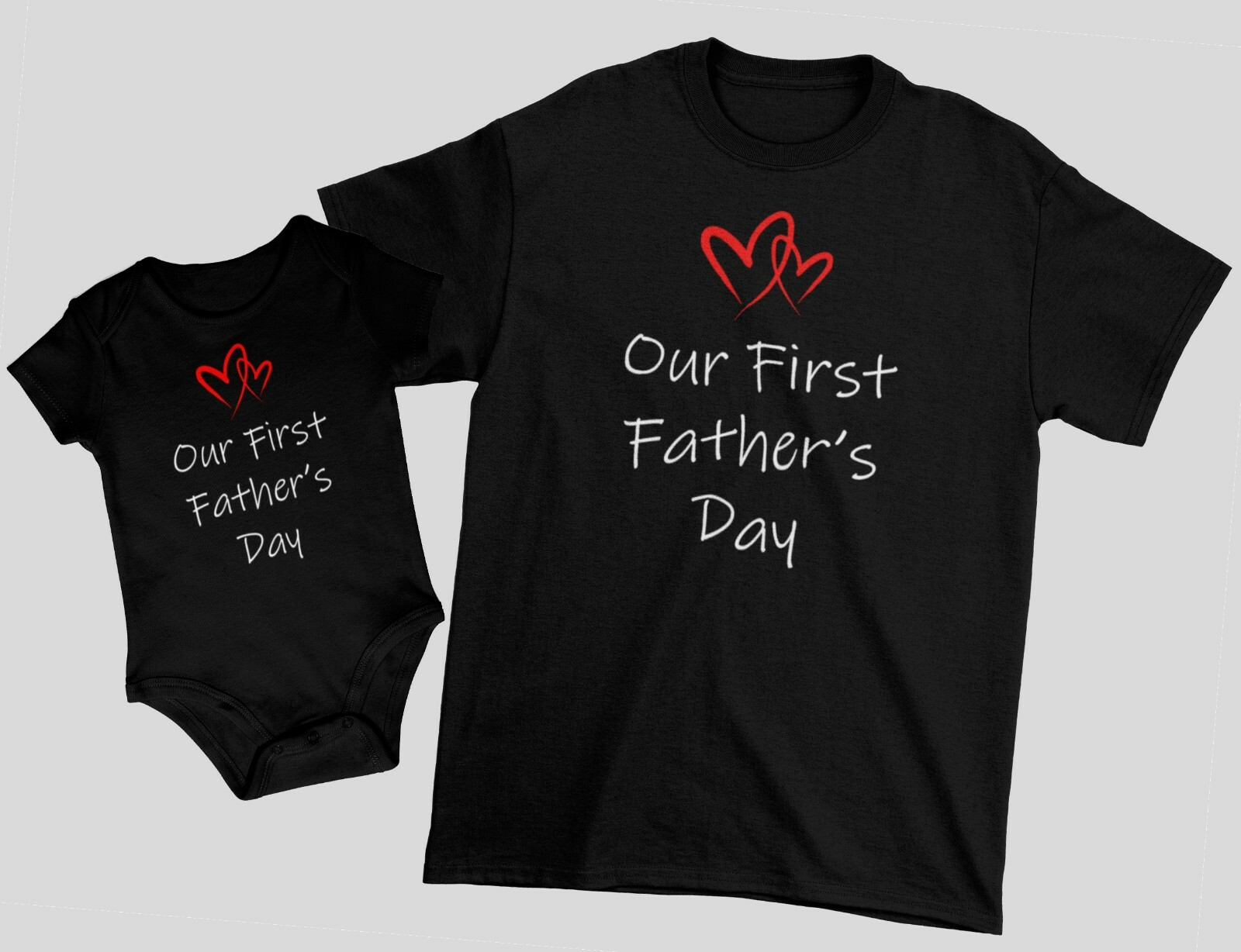 Our First Father’s Day Matching Set Tee T-shirt Baby Bodysuit Gift For Dad Daddy