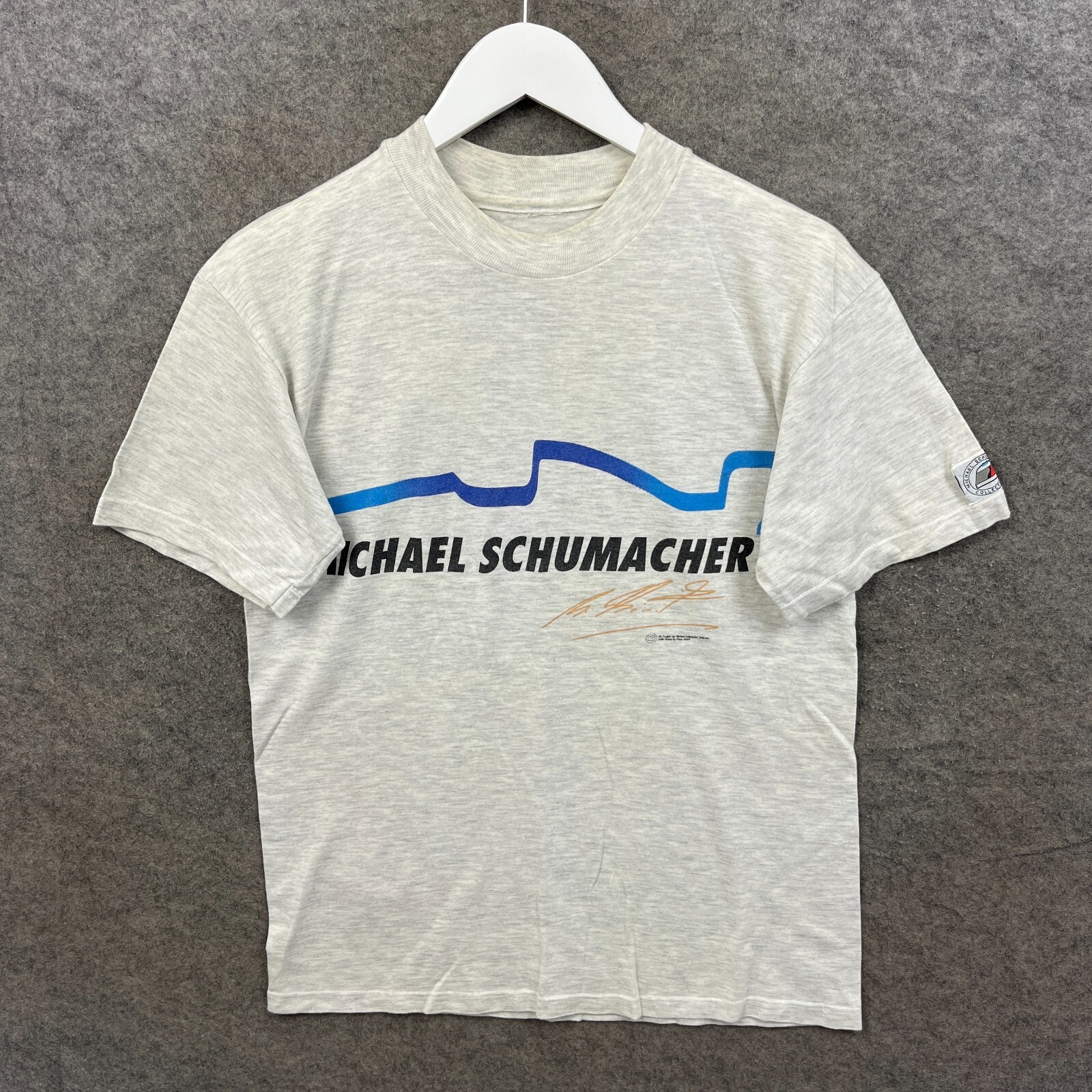 Vintage Michael Schumacher Shirt Mens Small Grey Dispo Formula 1 F1 AOP 1990s