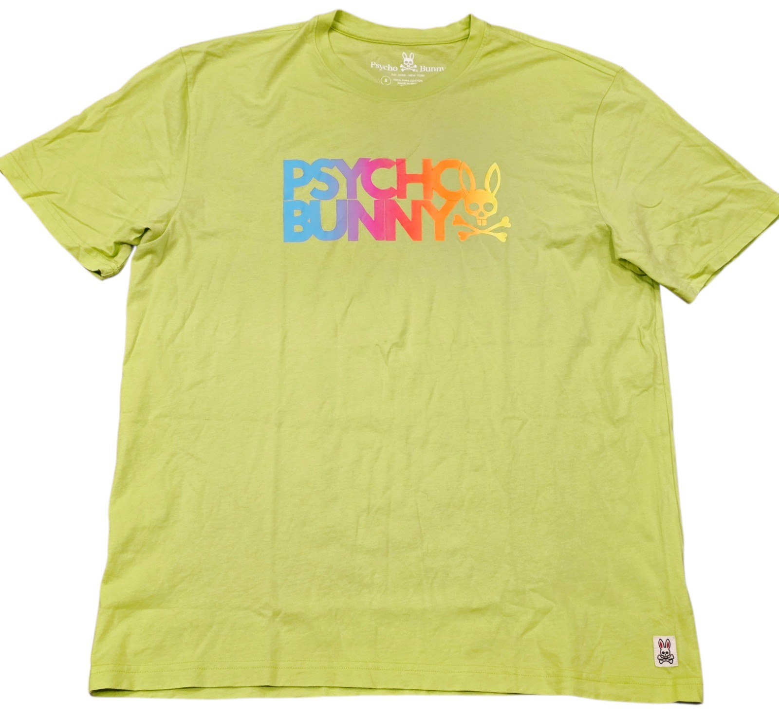 Psycho Bunny Sheffield Foil Crewneck Neon Green Men’s Sz 8 2XL