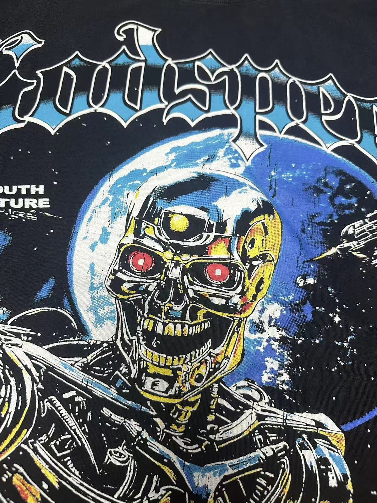 2025 NEW Godspeed Skeleton Space Warrior printing Tee Mens Cotton T-shirt