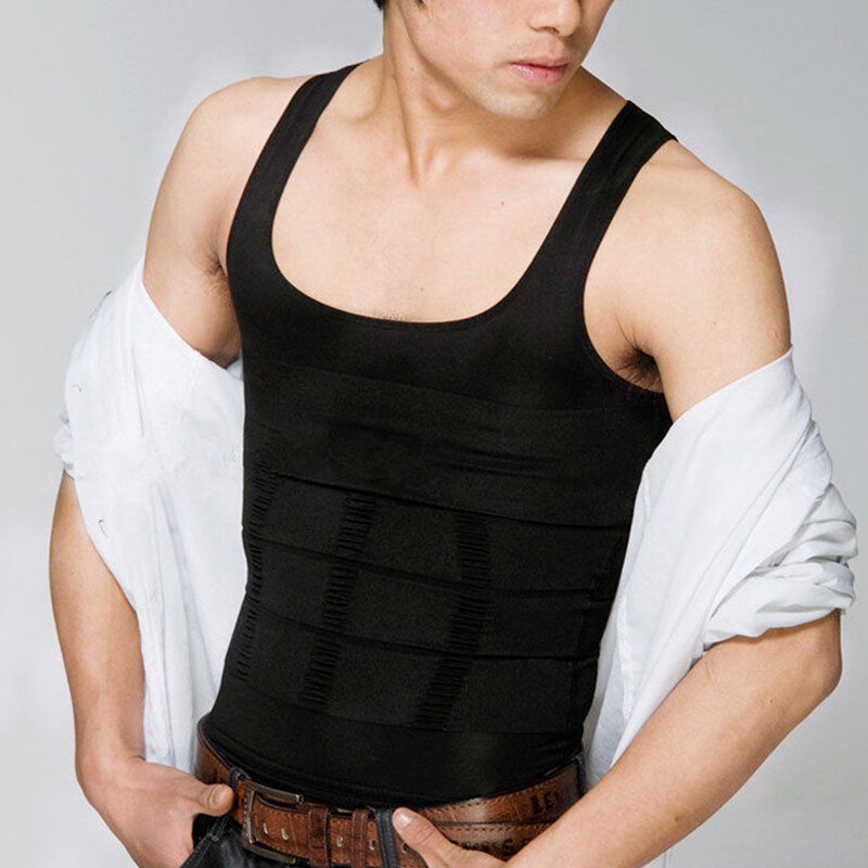 Men Slimming Body Shaper Abs Abdomen Compression Vest Workout Tank Tops Shirts