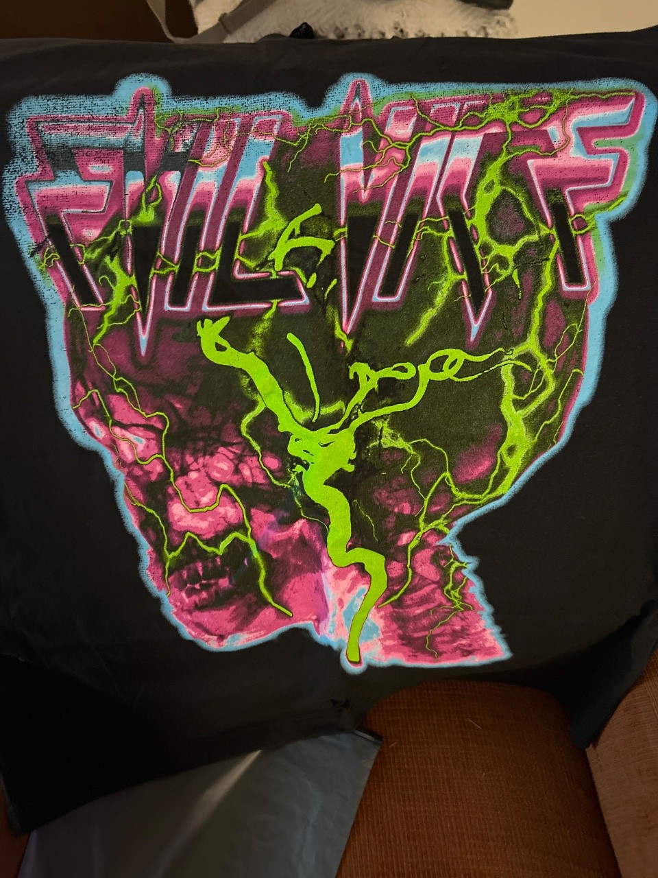 Evil Vice Lightning Skull Tee Black/Pink/Green/Blue Multi-Color Size 2X