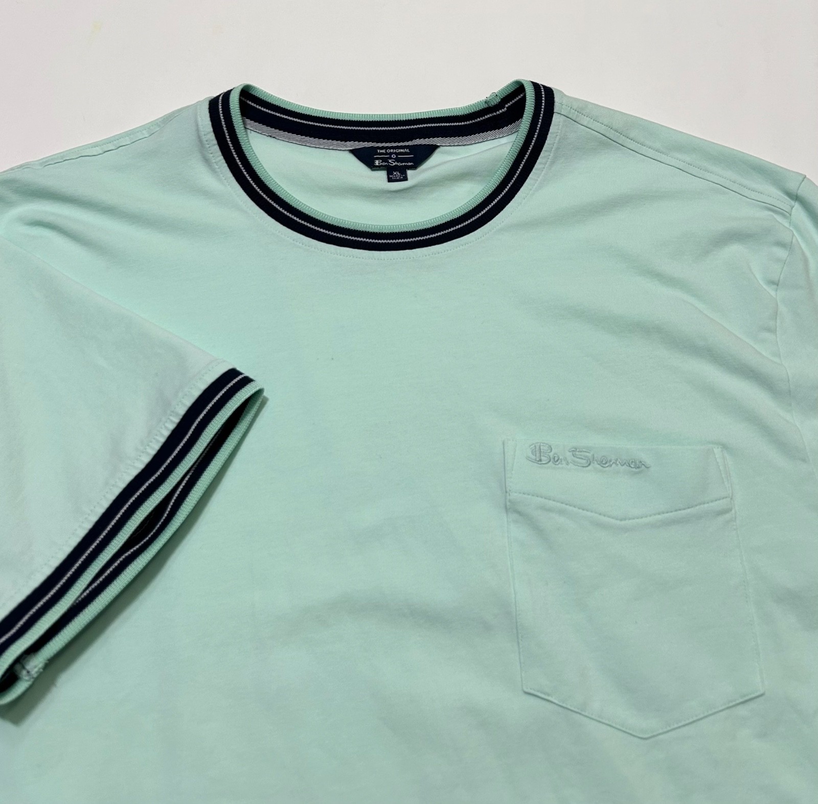 Ben Sherman Men’s Slim-Fit Crew Neck Cotton Stretch Pocket T-Shirt Mint Green XL