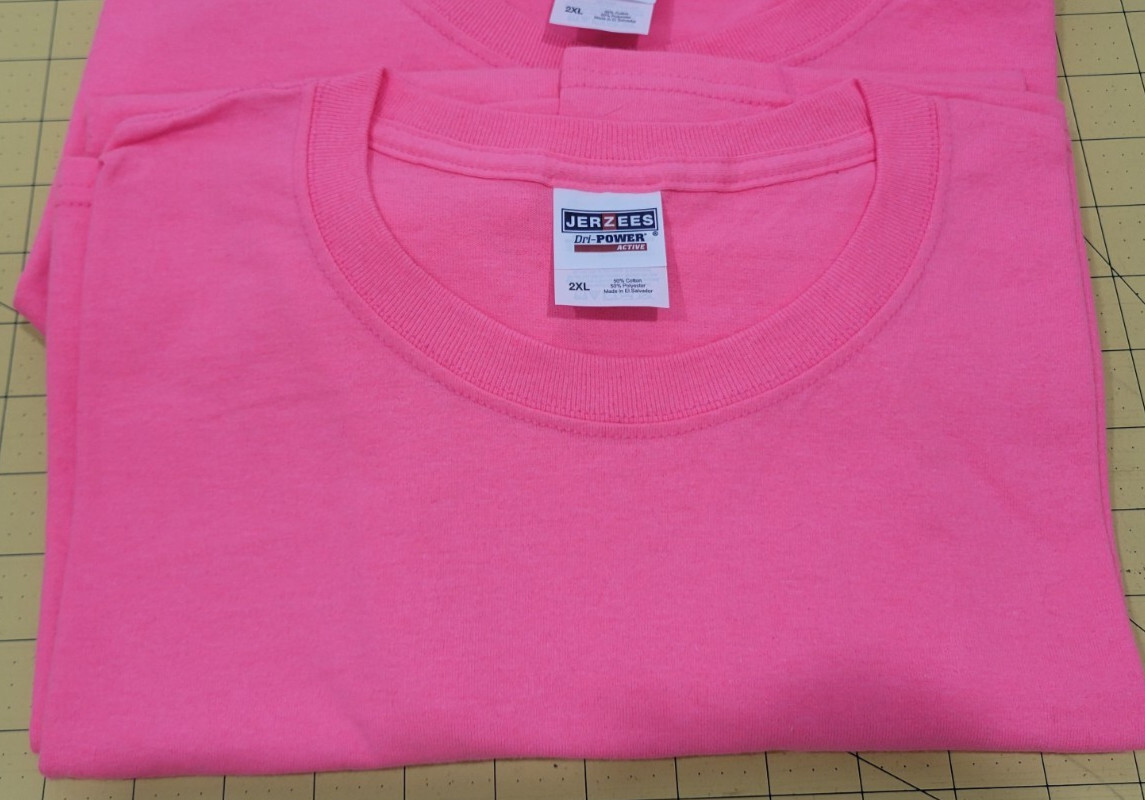 Jerzees® Dri-Power® 50/50 Cotton/Poly T-Shirt 29M Neon Pink Size 2XL qty: 2