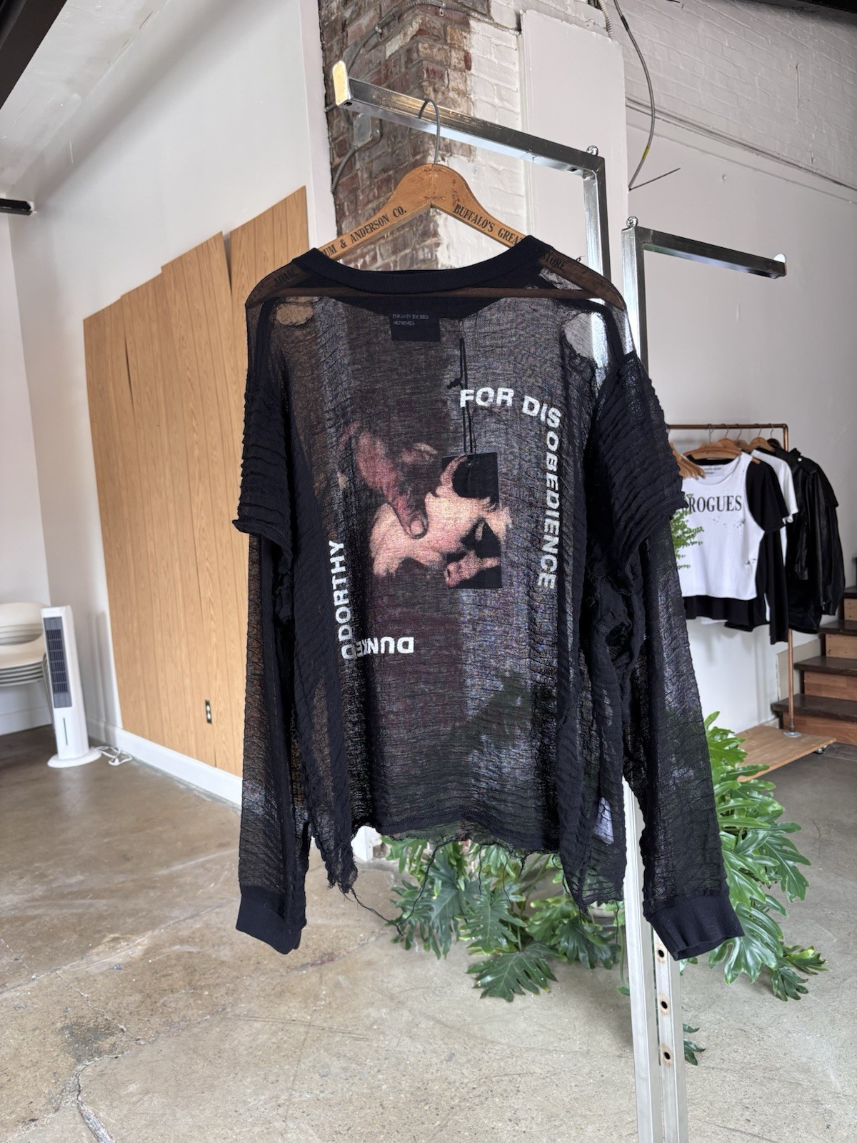 Enfants Riches Deprimes Dorothy Dunkd Sheer Long Sleeve Shirt. Size Large.