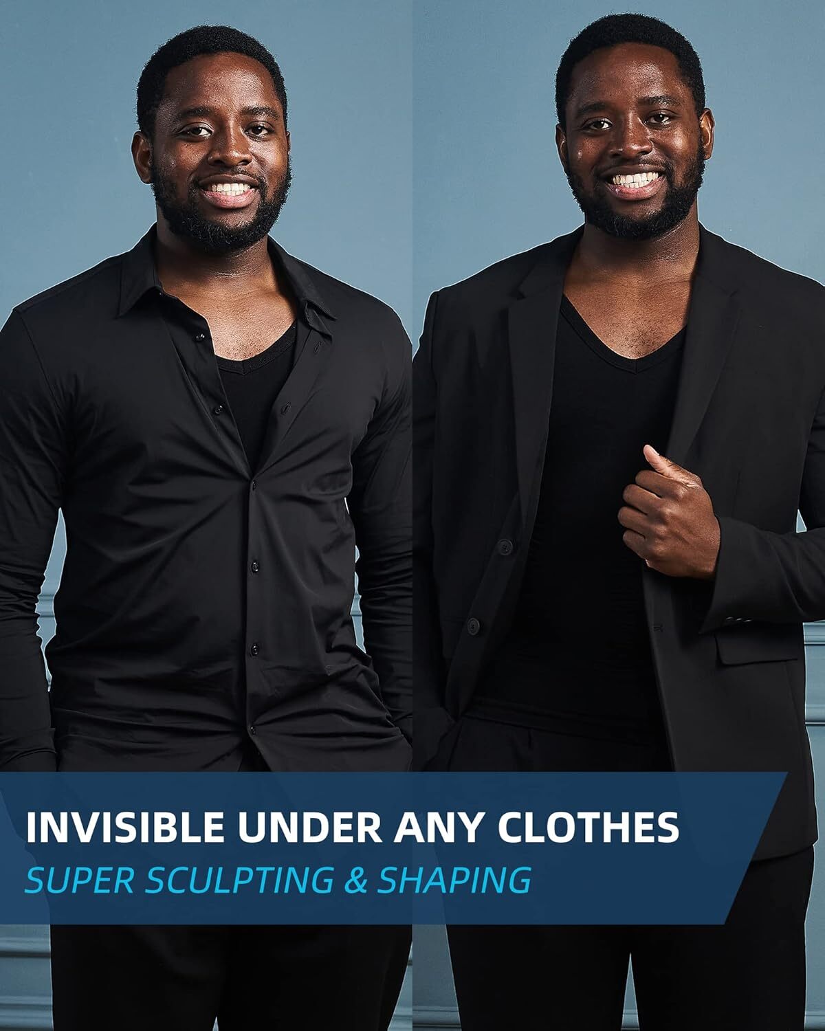 Men’s Gynecomastia Undershirt V-Neck Chest Compression Shirts Slim Body Shaper