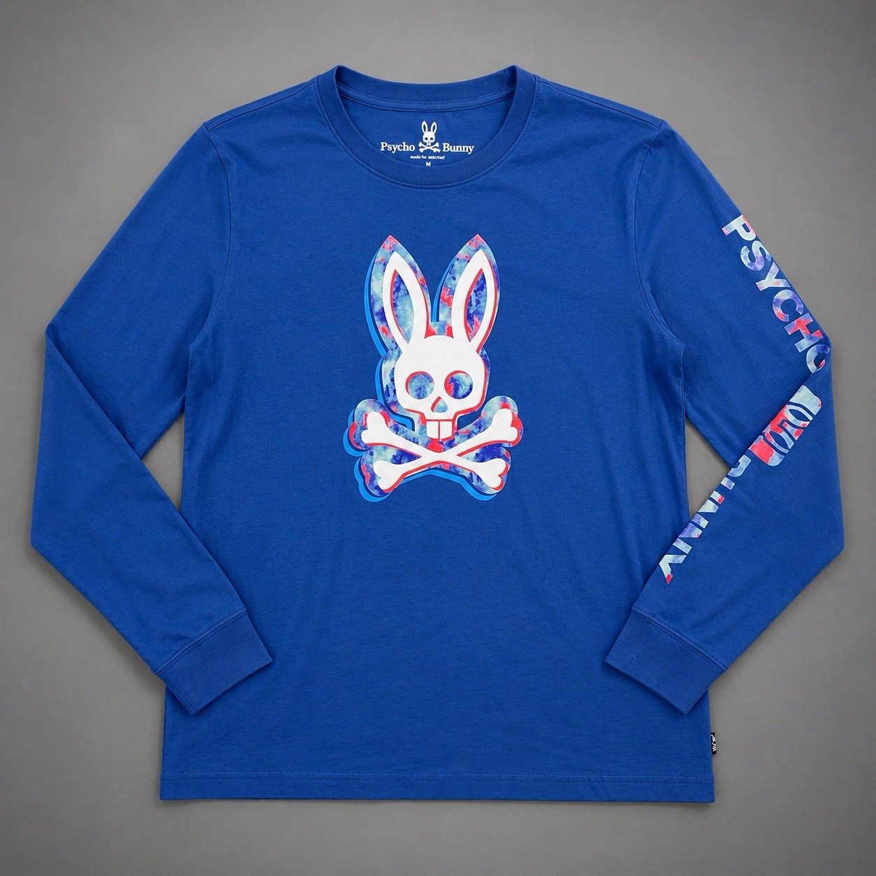 Psycho Bunny Long Sleeve T-Shirt Men’s 4 (Medium) Blue 100% Pima Cotton Graphic