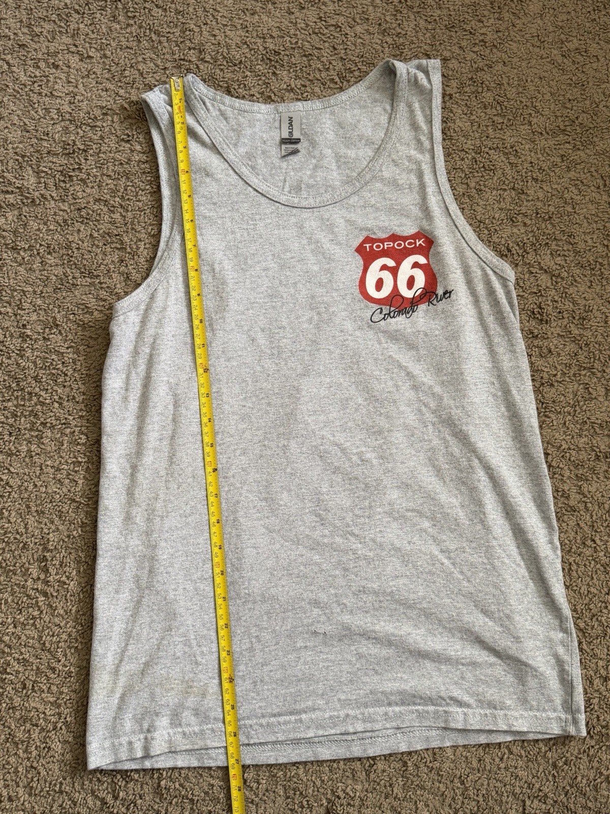 Vintage Topcok Route 66 Gildan Heavy Cotton Gray Funny Graphic Men’s Tank Top M