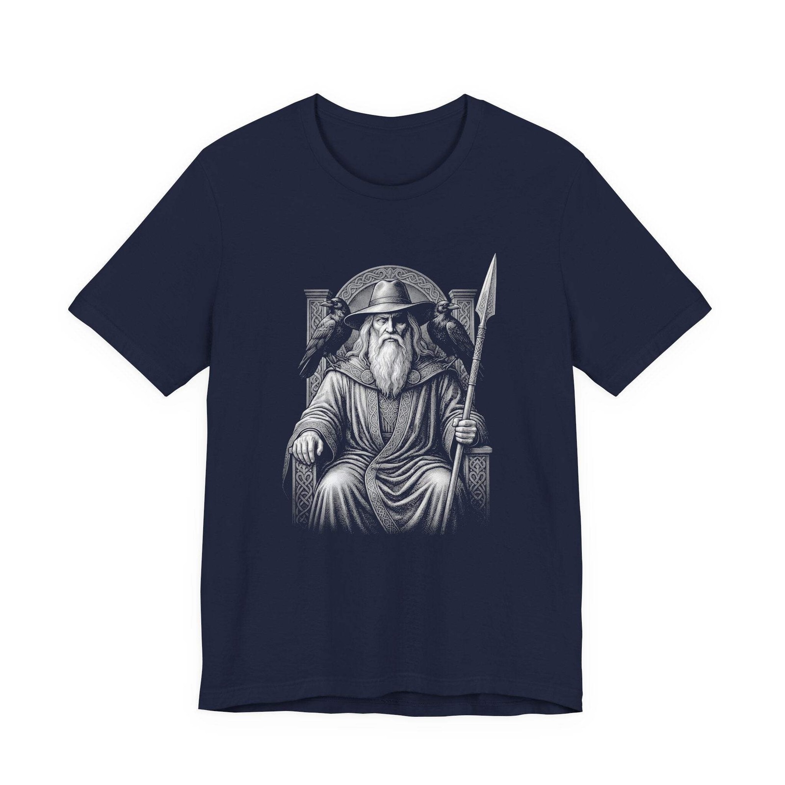 Odin Norse God T-Shirt with Ravens & Spear | Viking Mythology Tee Shirt
