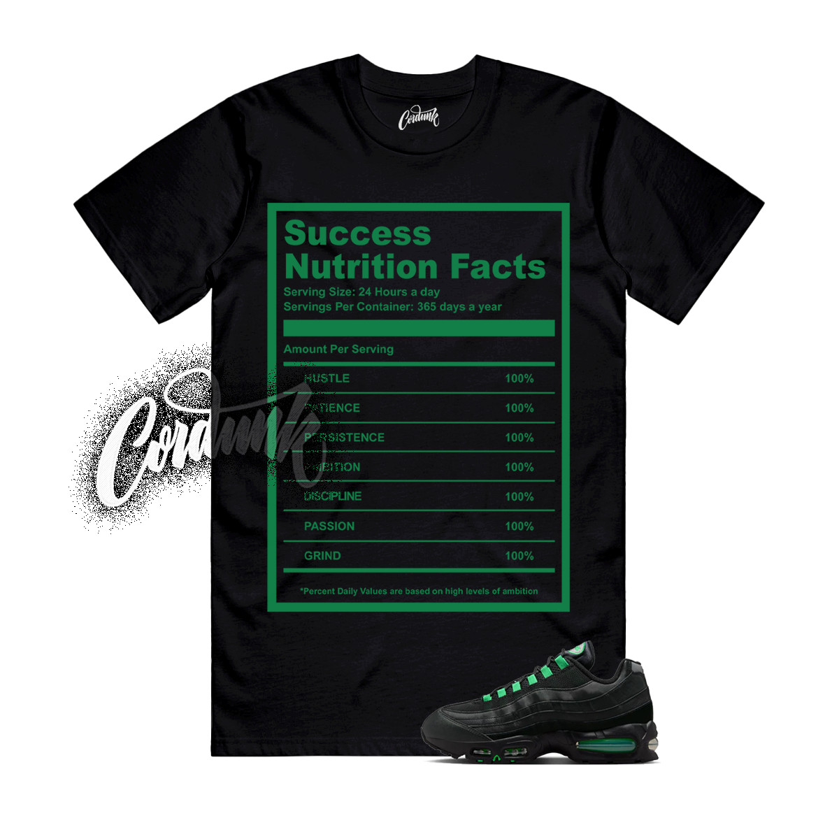Air Max 95 Green Shock Big Bubble Black OG T Shirt Match Match SUCC
