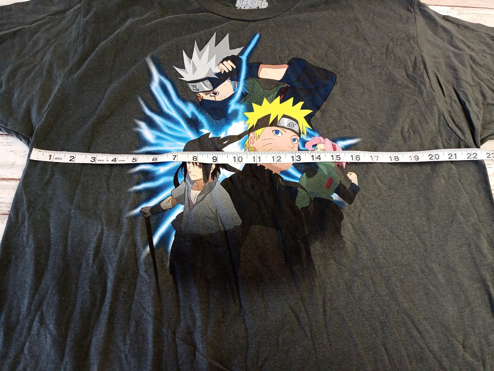 Naruto Shippuden T-shirt Size Extra Large XL gray Vintage Sasuke Kakashi 02-07