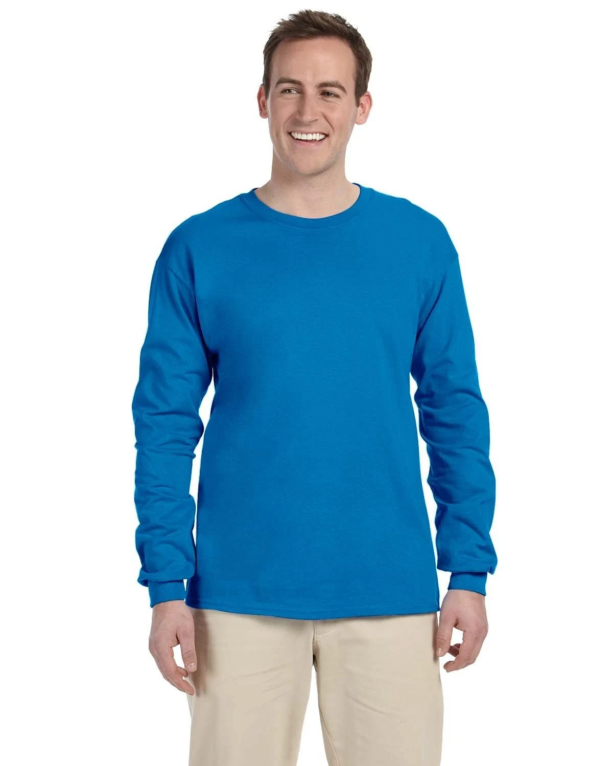 Gildan G240 Men’s Ultra Preshrunk Cotton Crew Neck Long Sleeve Tee Top T-Shirt