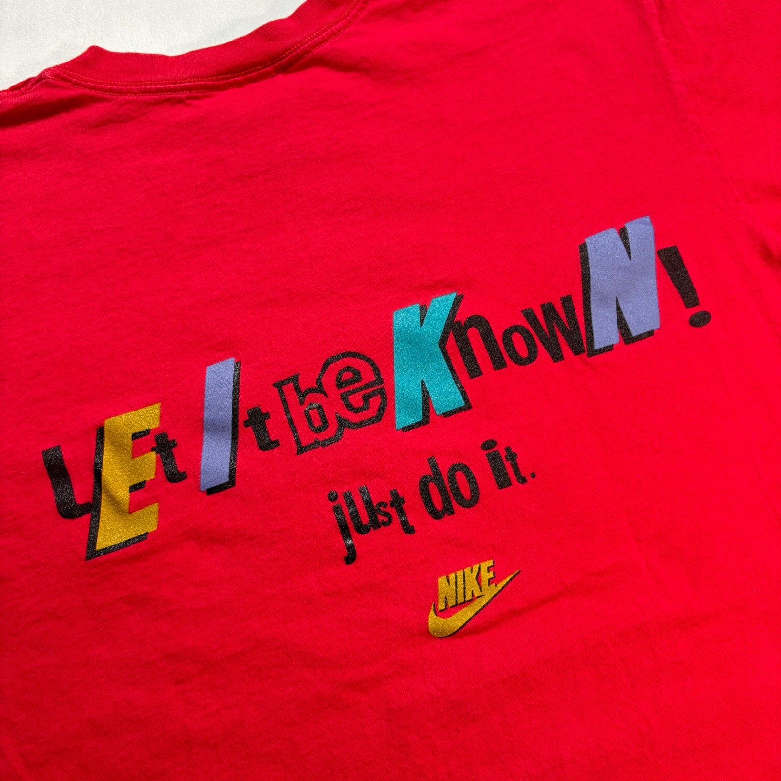 Vintage 90s Nike T-Shirt Men XL Red Def Jam Just Do It Graphic Single Stitch USA