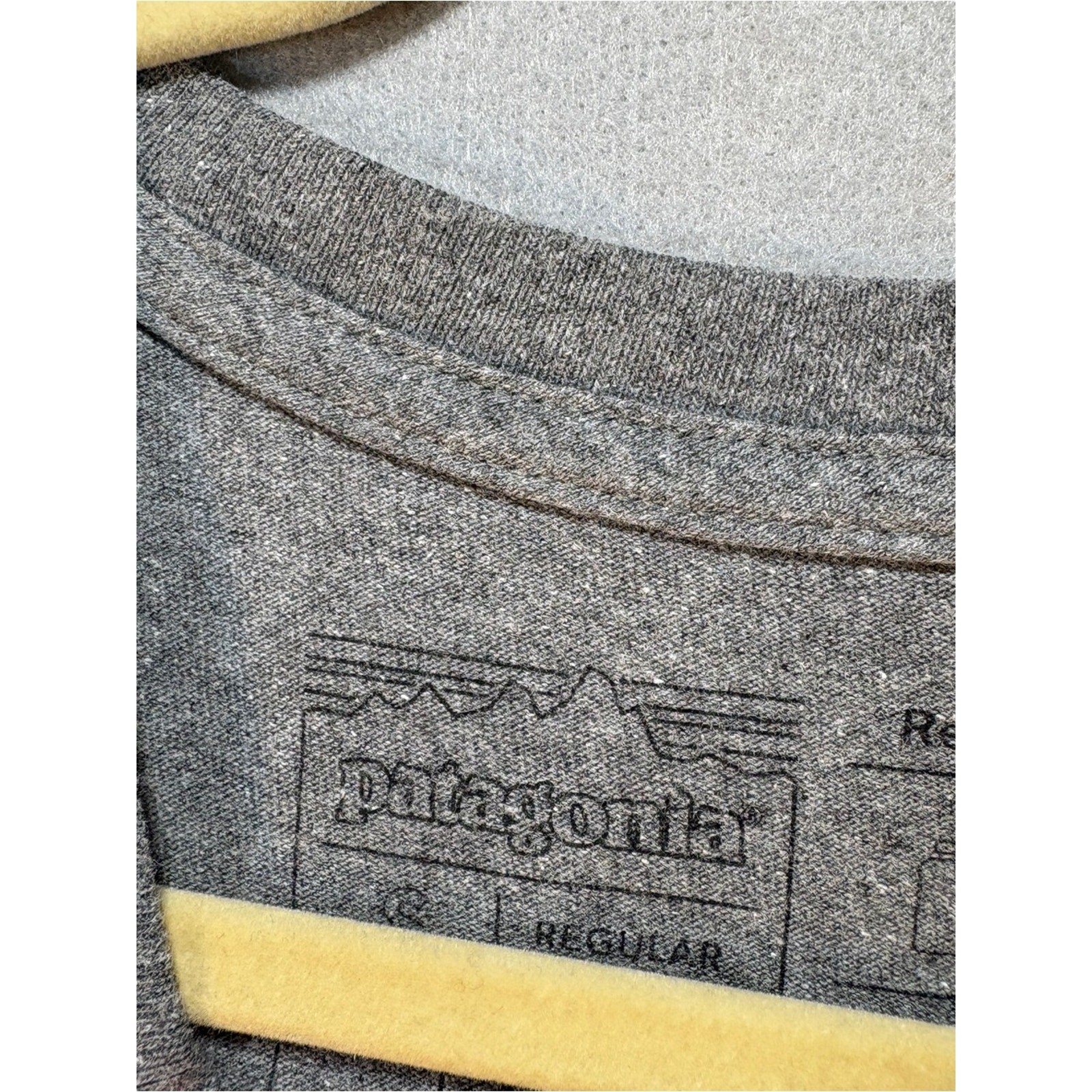 Patagonia Gray Long Sleeve Tee with Orange and Yellow Sunset Graphic