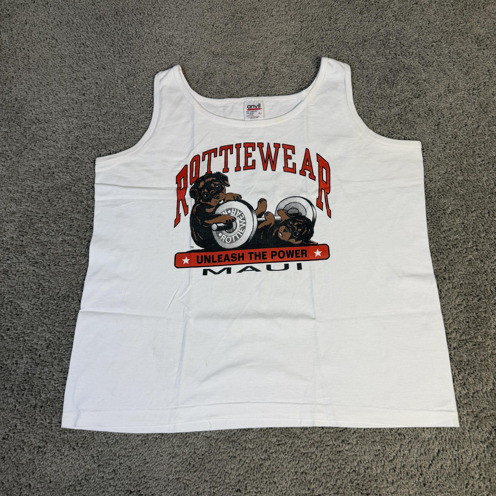 VTG 90s Rottiewear Shirt Mens L Tank Maui Rottweiler Muscle Body Building Gym