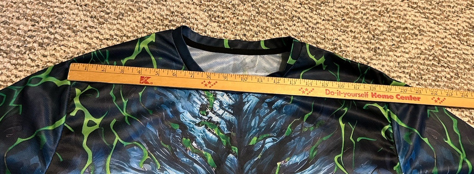 Green Flaming Skull All Over Print T-shirt XL Polyester Spandex