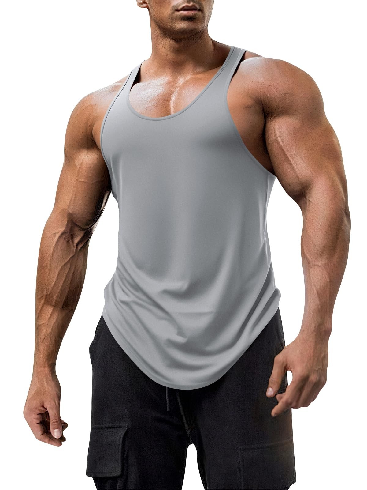 Men’s 2 Pack Gym Workout Tank Tops Y-Back Muscle Tee Stringer Bodybuilding Sl…