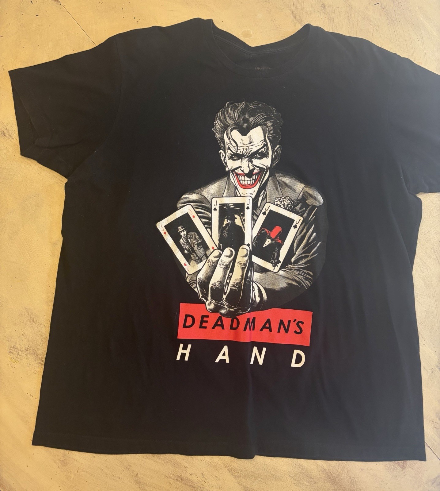 Batman Movie The Joker “DEADMAN’S HAND” DC Comics Adult T Shirt Men’s Size XL