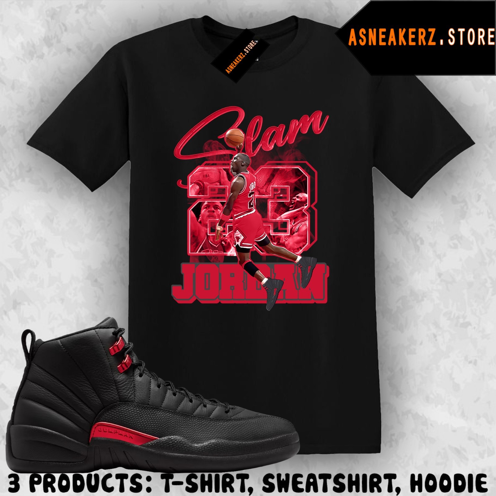 Shirt To Match AJ 12 Bloodline 2026 Sneaker Matching Tee MJ Icon 23 Slam T-Shirt