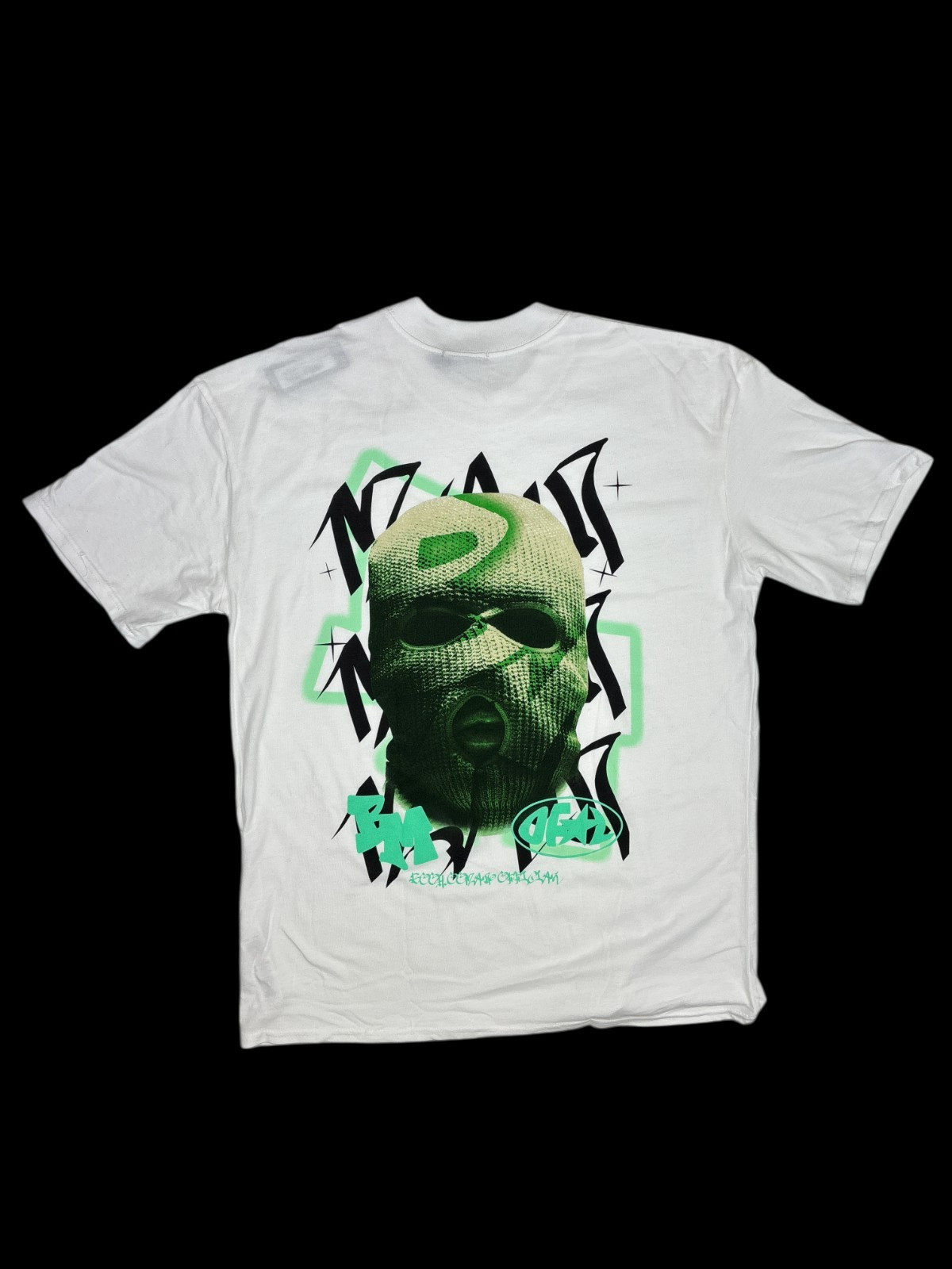 BoohooMAN Oversized Extended Neck Mask Graphic Back Print T-shirt Size Small