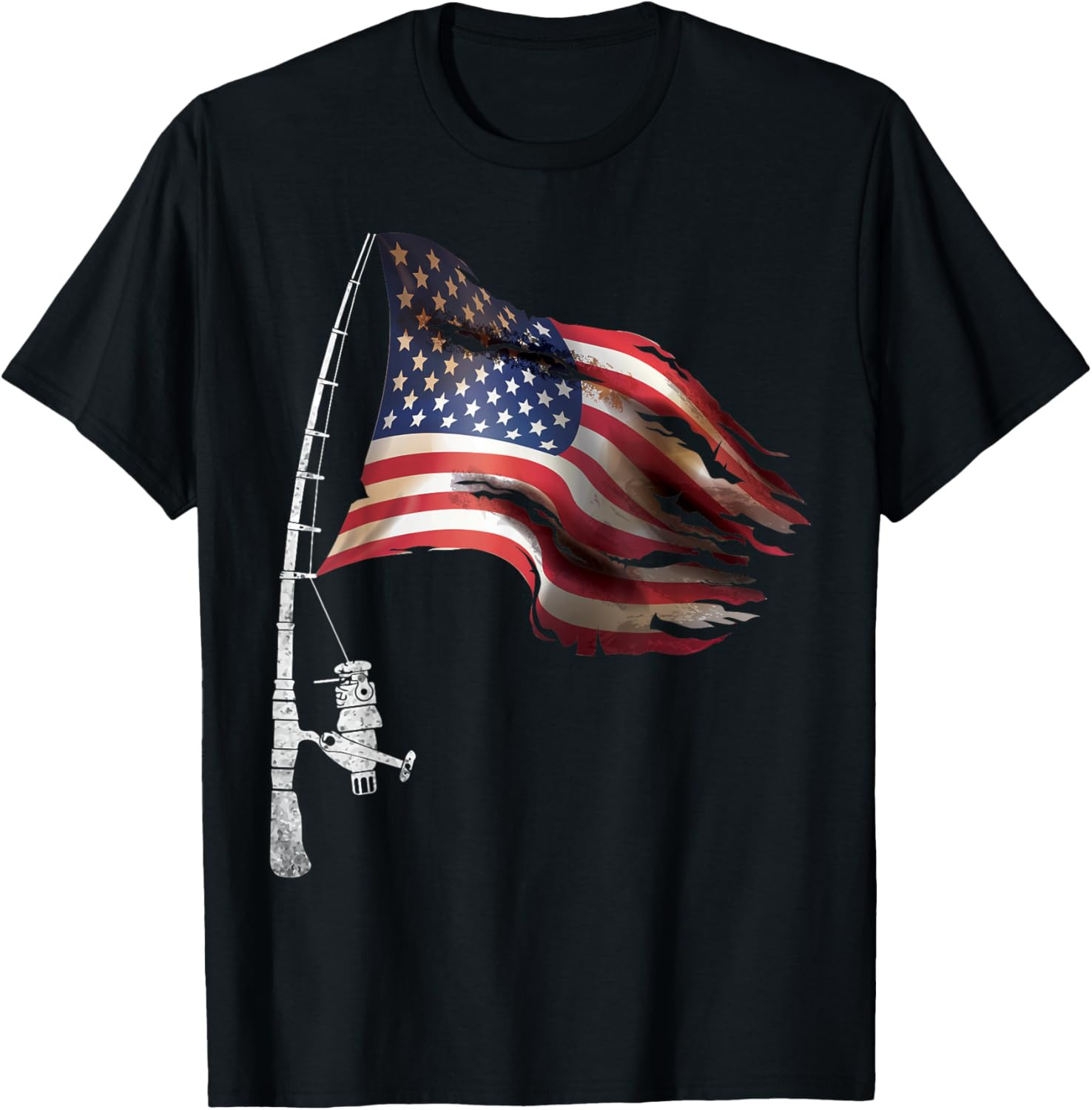 Fishing American Flag Fisherman Patriotic Day 4th of July T Shirt