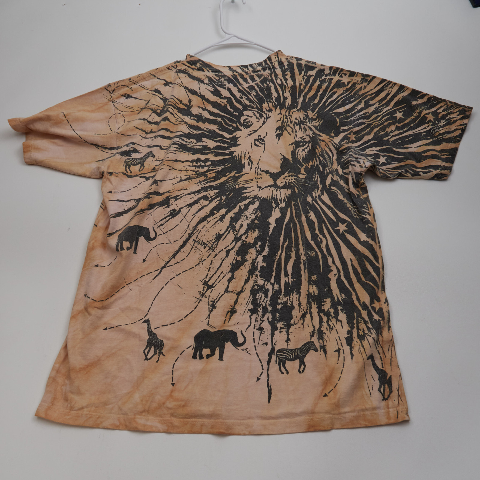 Vintage All Over Print Lion Tie Dye Made In USA Size Large