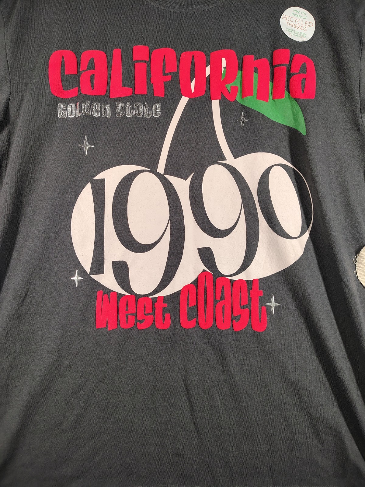 Recycled Threads Men’s XL California 1990 West Coast Graphic Tee Black NWT